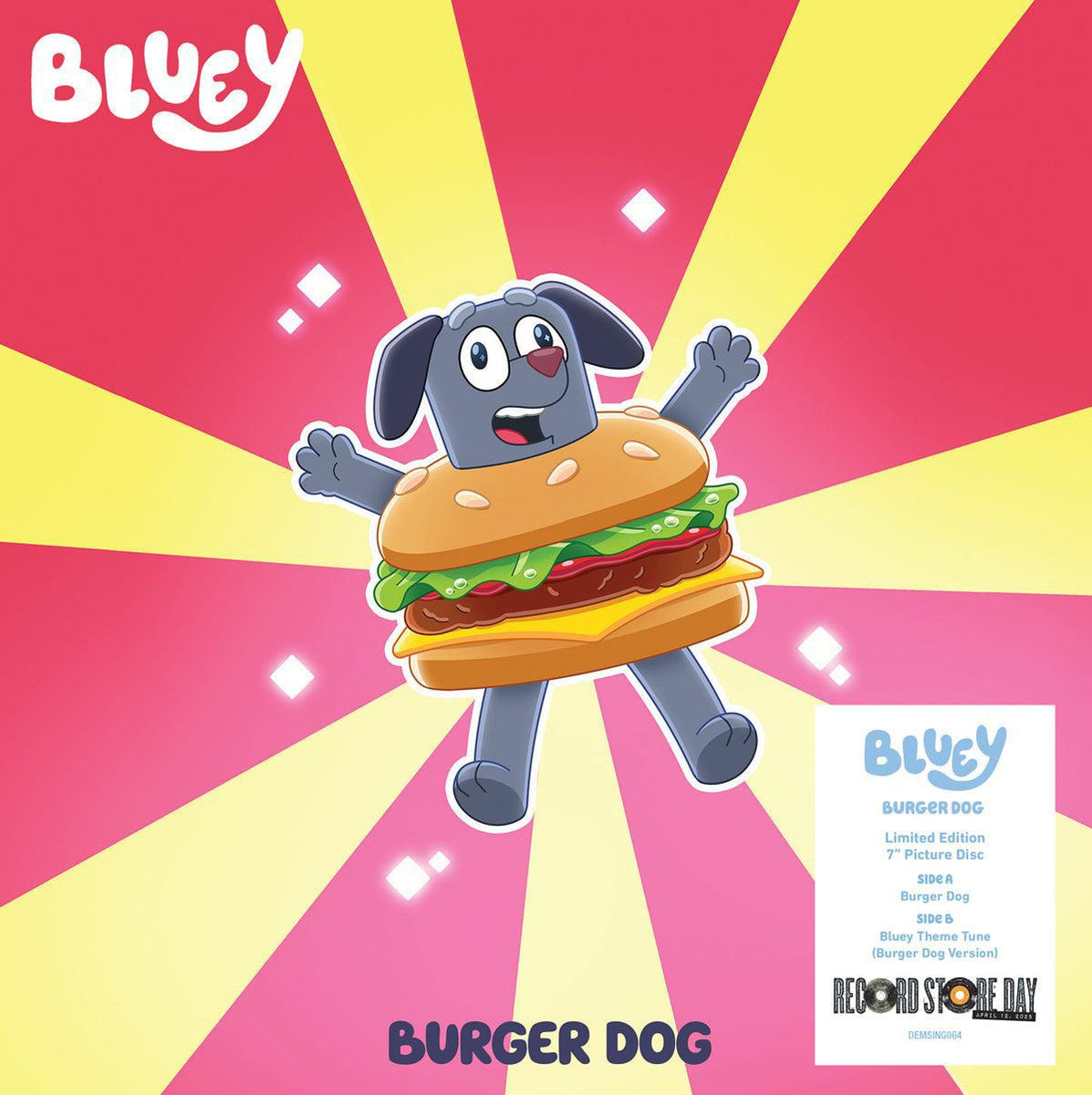 Bluey Burger Dog / Bluey Theme Tune (Burger Dog Version) 7" picture Vinilo Record Store