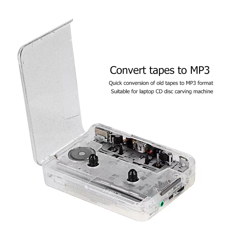 Copper Flywheel Tape Converter Type-C Cassette to MP3 Player (Transparent)