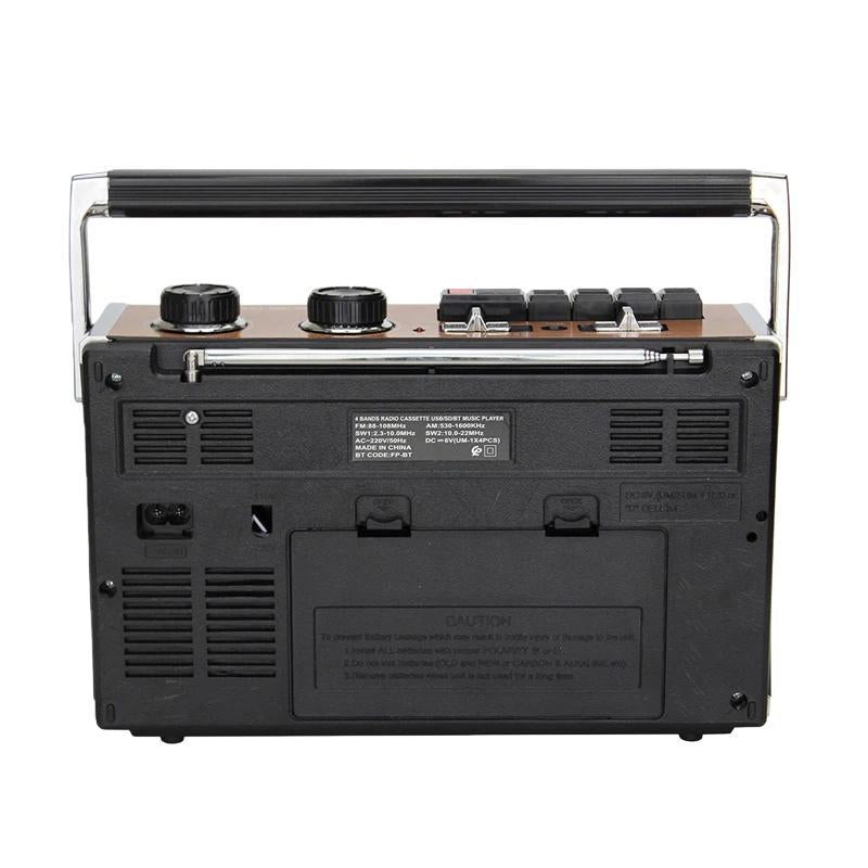 KNSTAR FP-319BT FM/AM/SW1-2 Bluetooth Portable Radio Card-Insertable High-Volume Cassette Player, Spec: EU