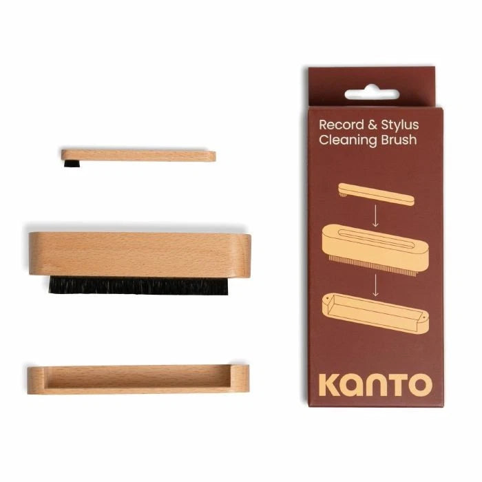 Kanto Vinyl 2-in-1 Carbon Fiber Record & Stylus Cleaning Brush - Wood