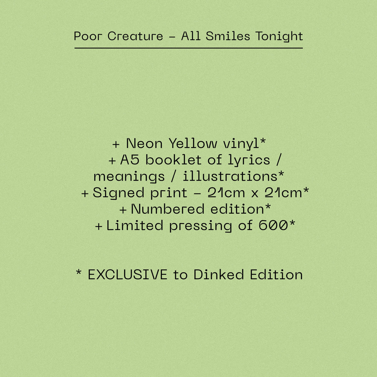 Poor Creature - All Smiles Tonight