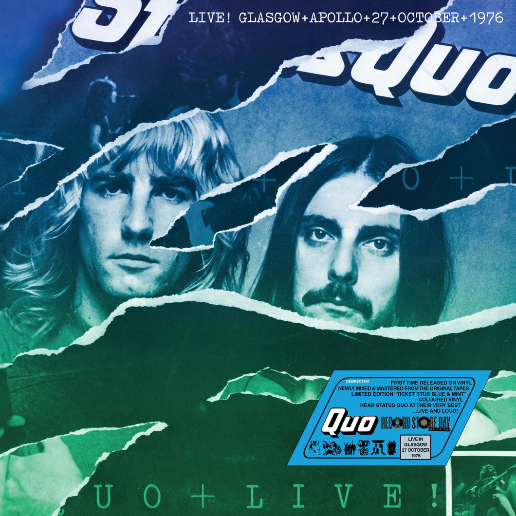 Status Quo - Live In Glasgow 27th October 1976 Night 1 (140g Ticket Stub Mint and Blue vinyl) (RSD 2025)