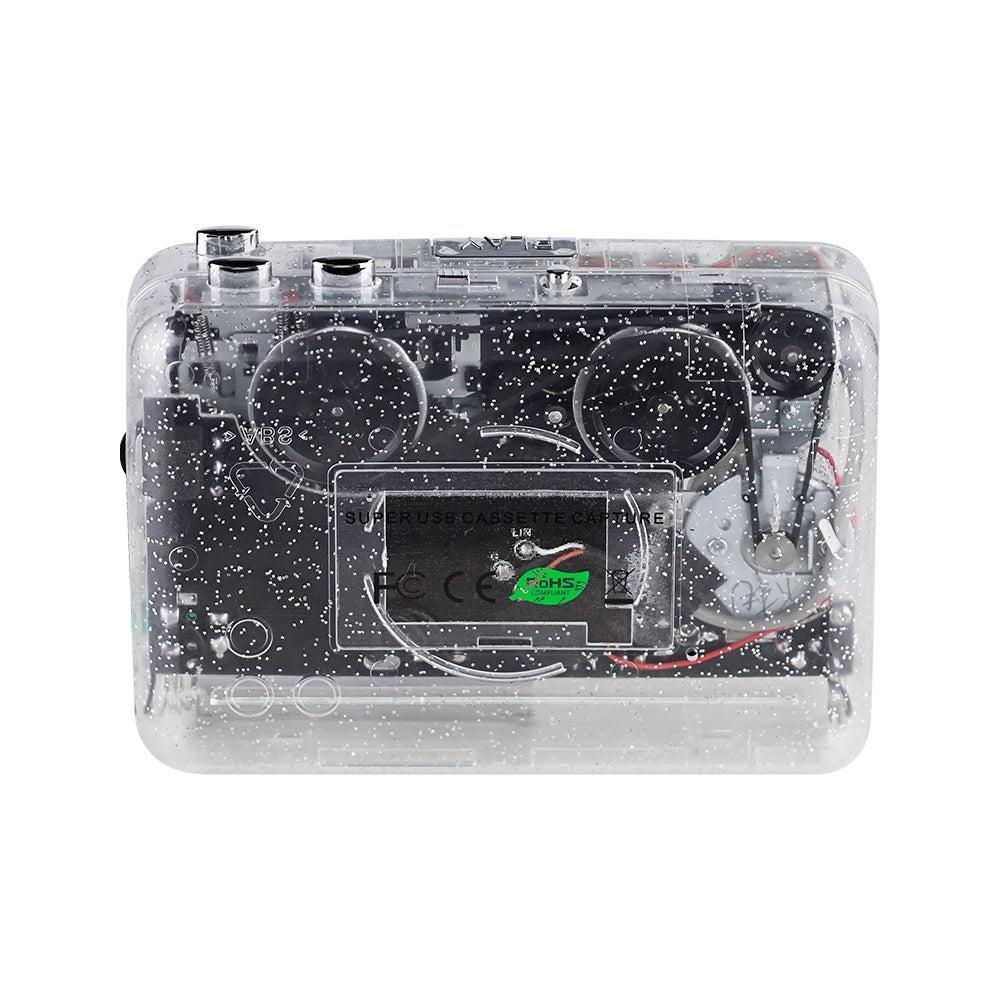 USB Cassette Player USB Cassette Tape to MP3 Converter (Transparent Sparkle)