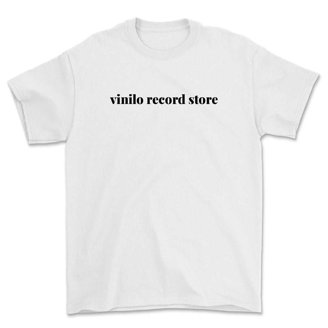 vinilo record store - white tee