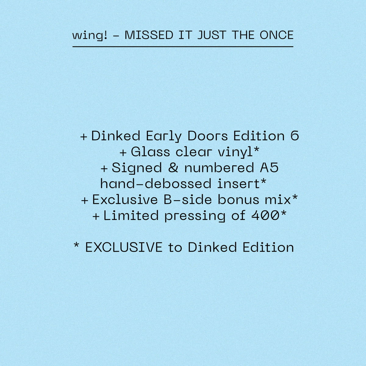 wing! - MISSED IT JUST THE ONCE